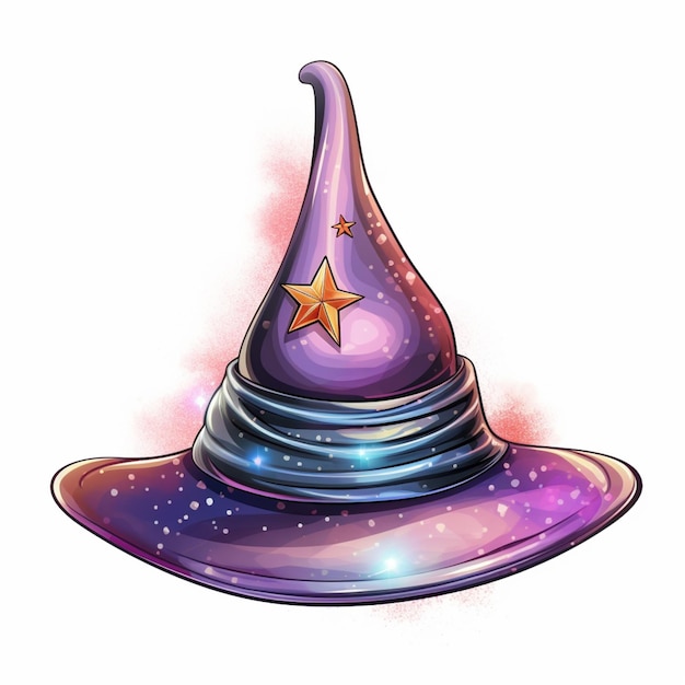 a cartoon wizard hat with a star on top generative ai