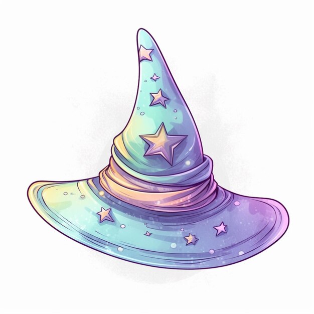 Photo a cartoon wizard hat with stars on it generative ai