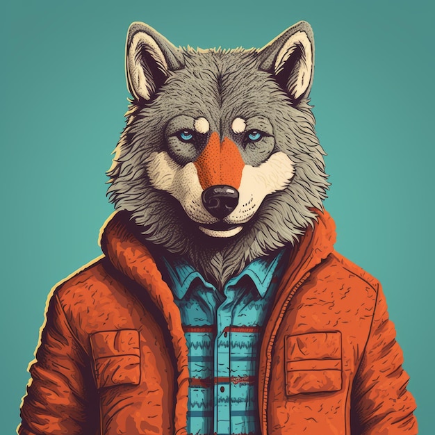 Cartoon Wolf In Blue Jacket Street Style Realism With Hidden Meanings