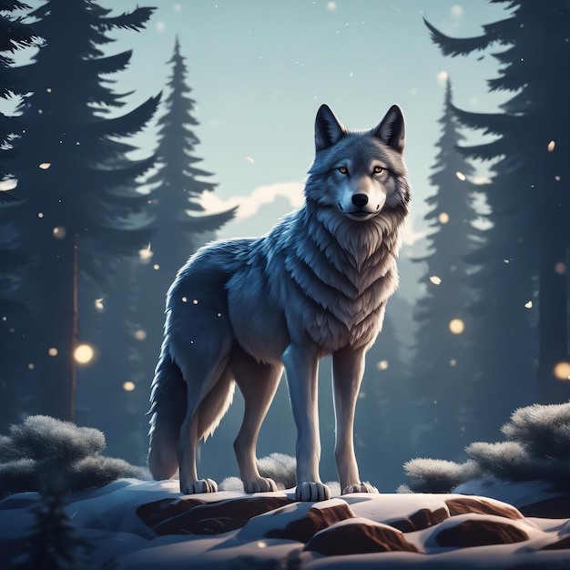 Photo cartoon the wolf is standing coolly vector cartoon