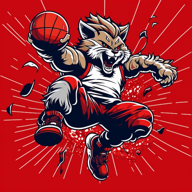「狼」と書かれたシャツを着た漫画の狼