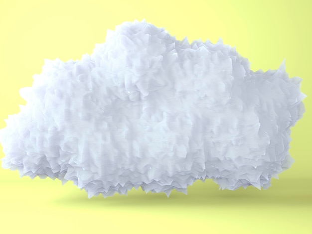 Cartoon wolk op gele achtergrond 3d-rendering