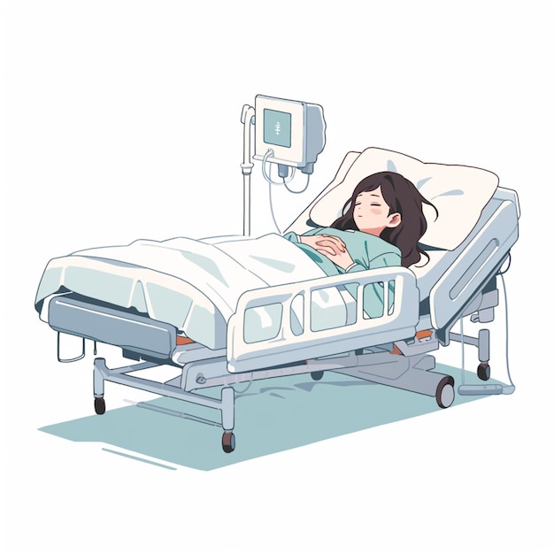 Premium Photo | Cartoon of a woman laying in a hospital bed with a drip  drip generative ai