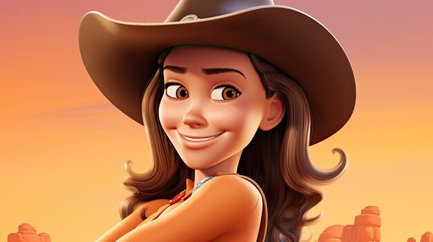 a cartoon of a woman wearing a cowboy hat