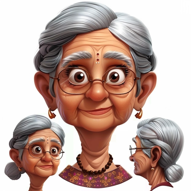 cartoon of a woman with glasses and a gray hair generative ai