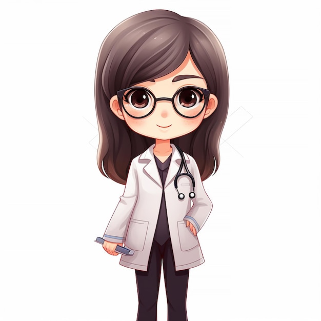 A cartoon of a woman with glasses and a stethoscope.