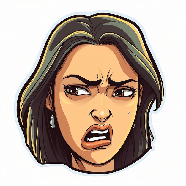 Photo a cartoon of a woman with a grumpy expression on her face.