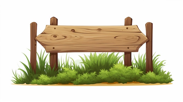 cartoon wooden signboard on the grass