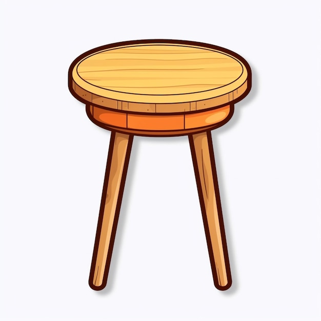 Photo cartoon wooden stool with legs and a wooden top generative ai