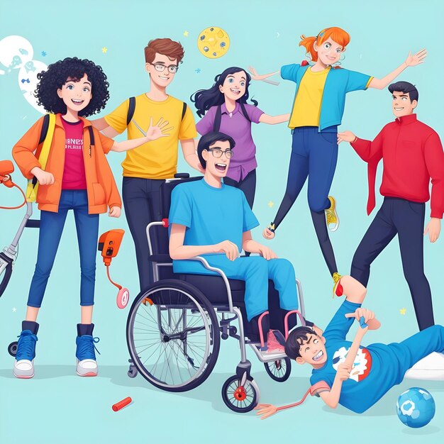 Foto la giornata mondiale dei disabili dei cartoni animati celebra la giornata internazionale delle persone con disabilità genera intelligenza artificiale