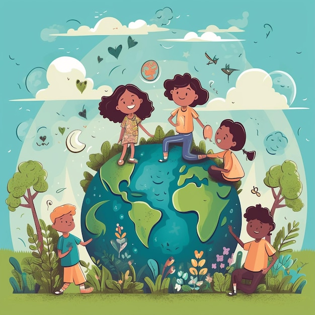 Cartoon world environment day