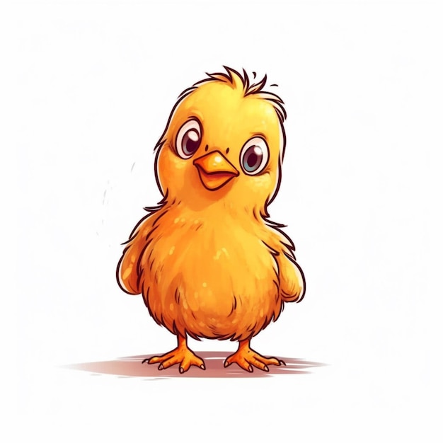 Cartoon yellow bird with big eyes and a big nose generative ai
