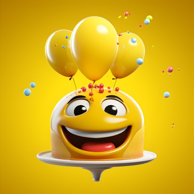 cartoon yellow birthday and birthday cake gift box AI Generated