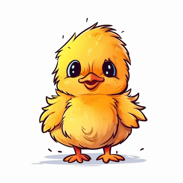 Cartoon yellow chicken with big eyes and a big smile generative ai
