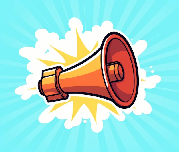 A cartoon of a yellow megaphone with the word radio on it.