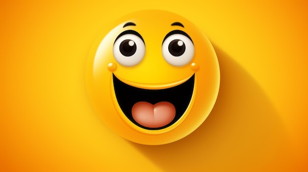 a cartoon yellow smiley face on an orange background