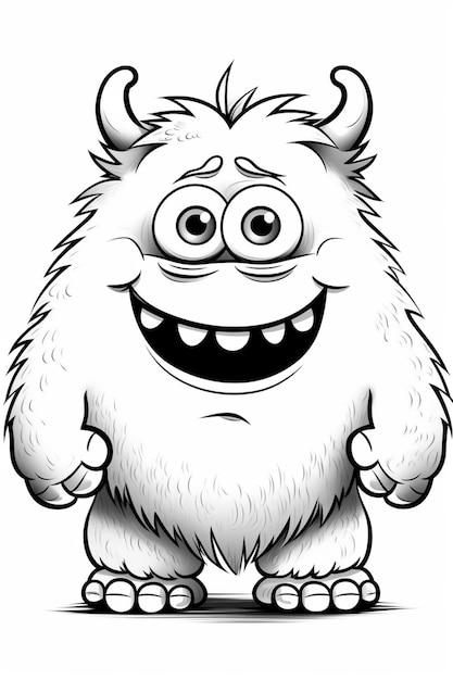 a cartoon yeti monster with big eyes and a big smile generative ai