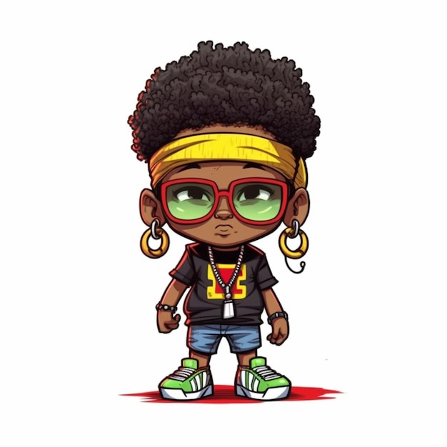 A cartoon of a young boy with a headband and sunglasses generative ai