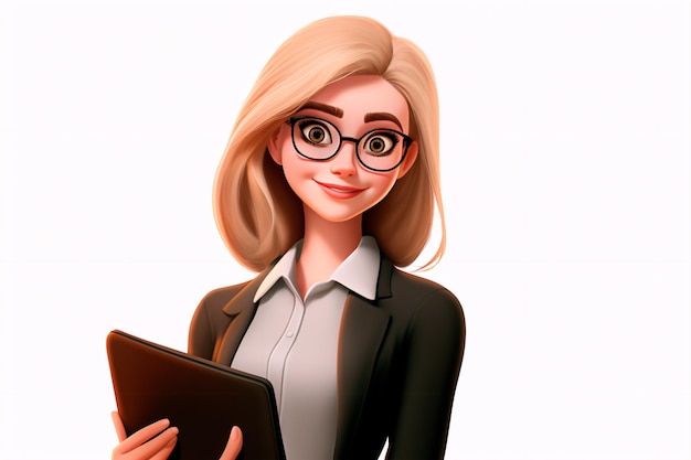 Cartoon young woman teacher on white isolated background Back to school AI generation