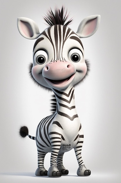 cartoon zebra met een grote glimlach op zijn gezicht generatieve ai