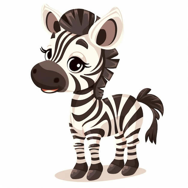 cartoon zebra standing upright with its head turned to the side generative ai