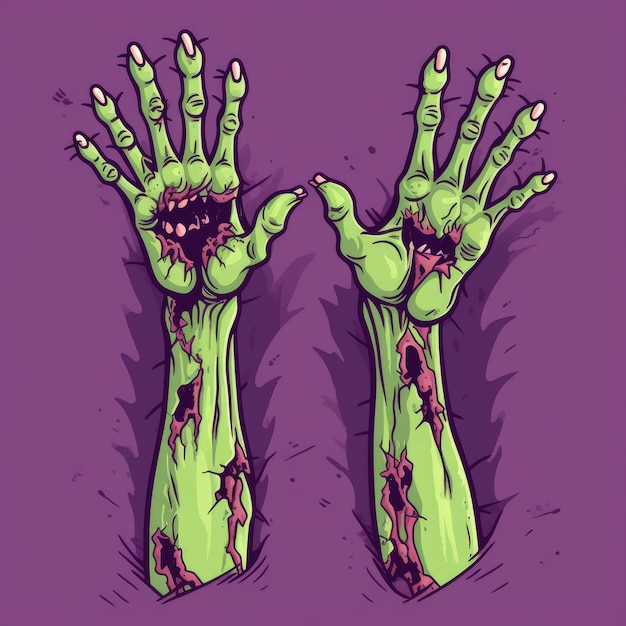 Photo cartoon zombie hands ai generated image