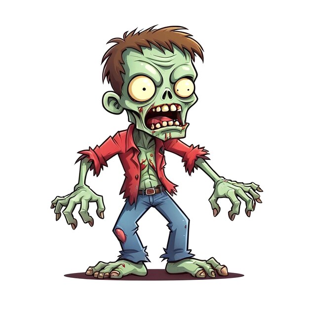 Foto cartoon zombie illustratie op witte achtergrond