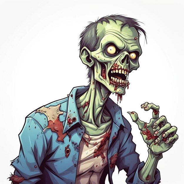 Photo cartoon zombie illustration on white background