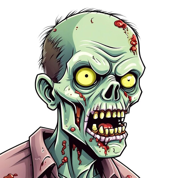 Cartoon Zombie Illustration On White Background