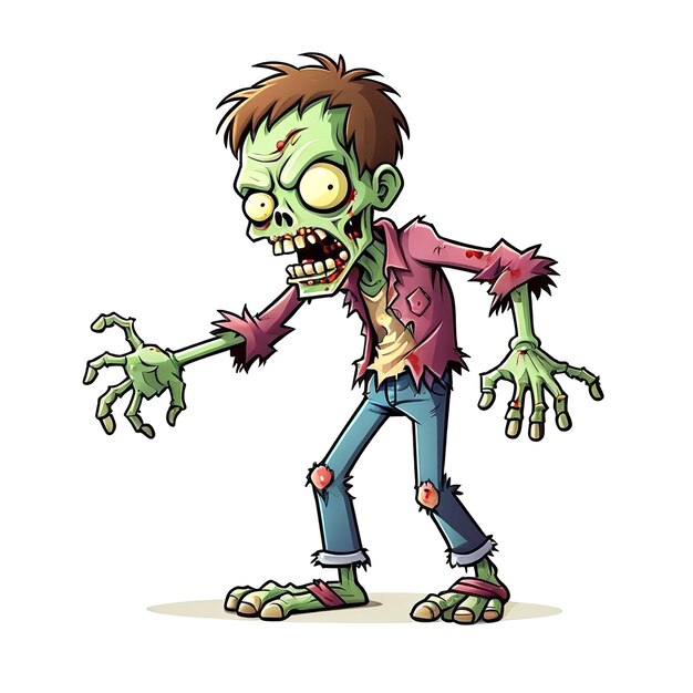 Photo cartoon zombie illustration on white background