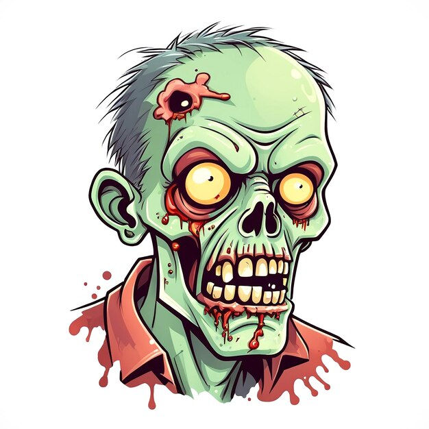 Cartoon Zombie Illustration On White Background