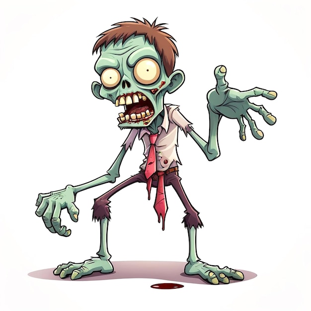 Cartoon Zombie Illustration On White Background