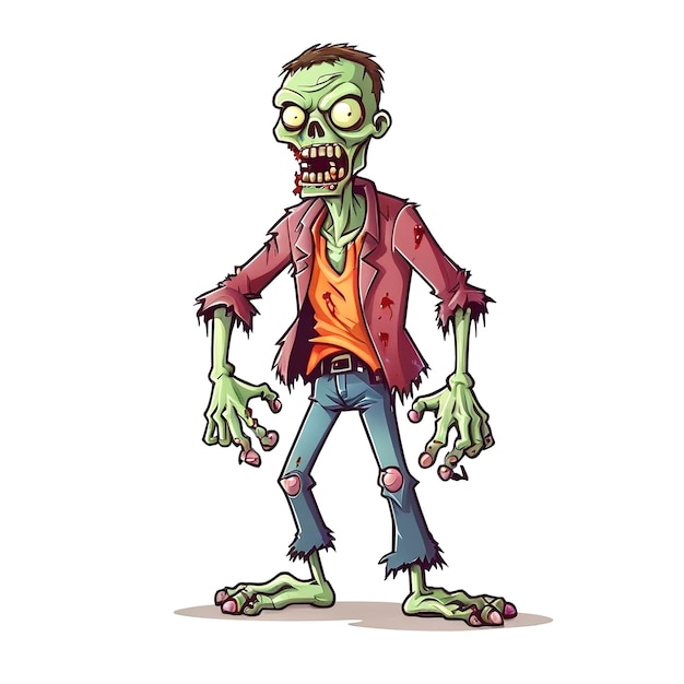 Cartoon Zombie Illustration On White Background