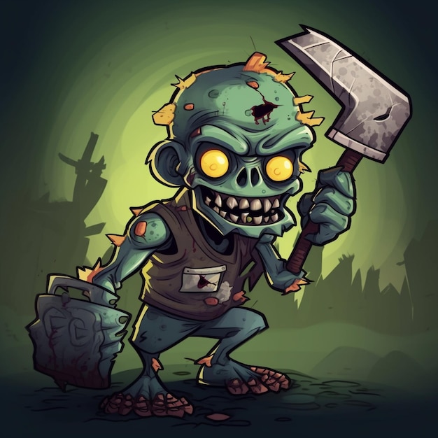 Cartoon zombie logo for a gaming brand