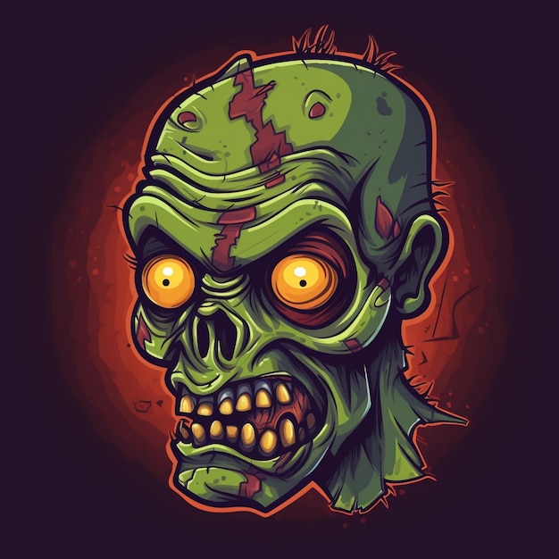 Cartoon zombie-logo voor een gaming-merk