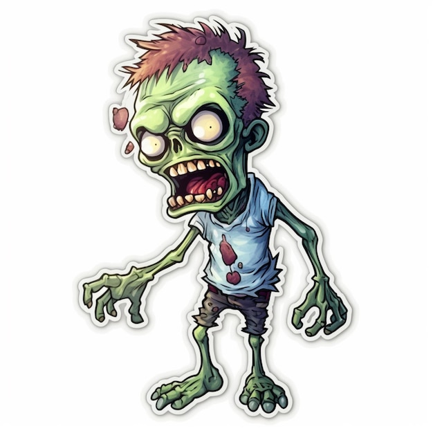 cartoon zombie met rood haar en groene ogen generatieve ai