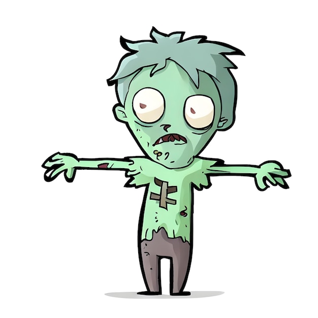 Foto cartoon zombie t pose witte achtergrond