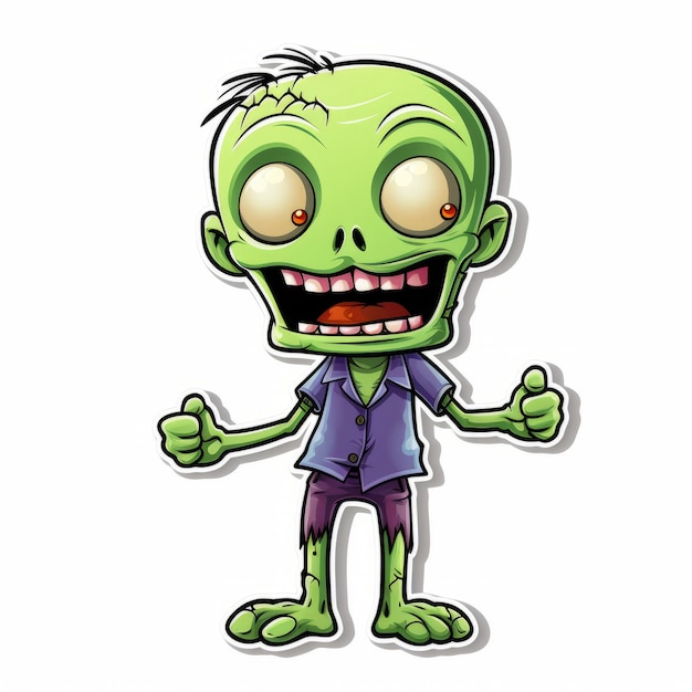 Cartoon Zombie Thumbs Up Grotesque Caricature With Bright Colors