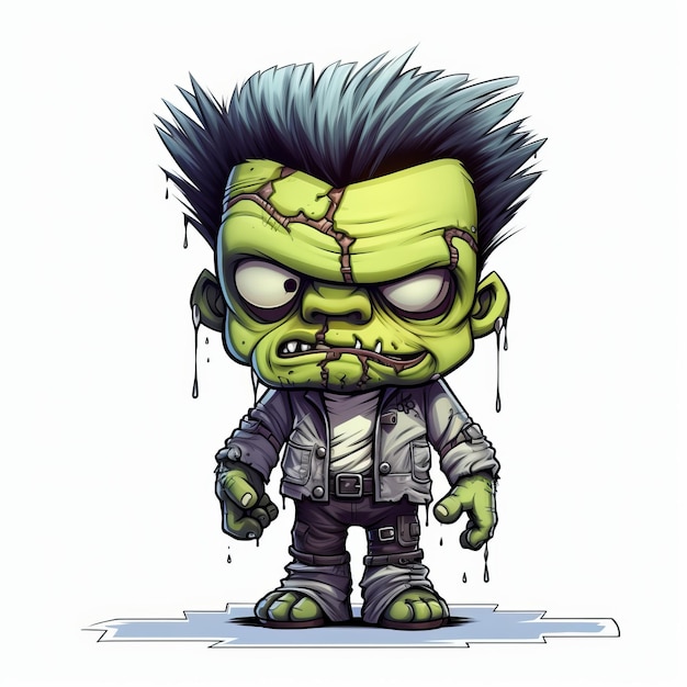 Photo cartoon zombie with green hair george lucas style concept art