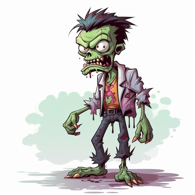 cartoon zombie with a knife in his hand generative ai