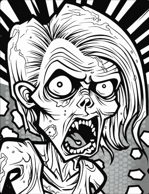 Foto uno zombie dei cartoni animati con un coltello in mano.