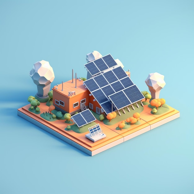 Cartoon zonnepanelen 3D