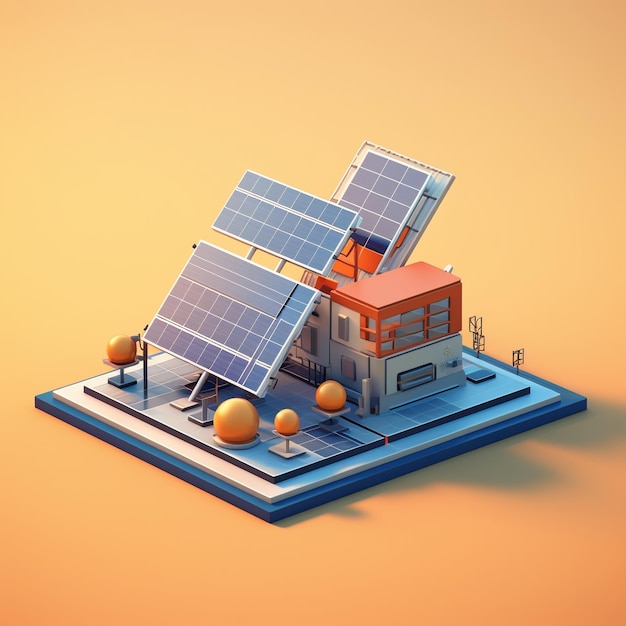 Cartoon zonnepanelen 3D