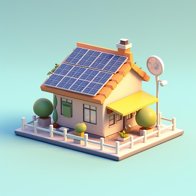 Cartoon zonnepanelen 3D