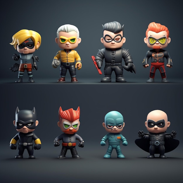 Cartoonactiefiguren 3d