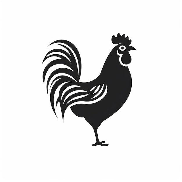 Cartooneske zwart-witte haansilhouet voor opvallende logo's