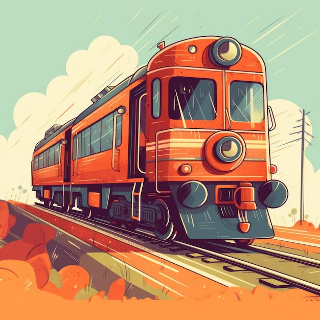 Cartoonillustratie van een trein