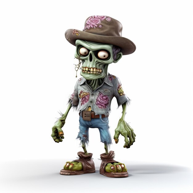 Foto cartoonish 3d animaties van zombie cowboys met nauwkeurige details