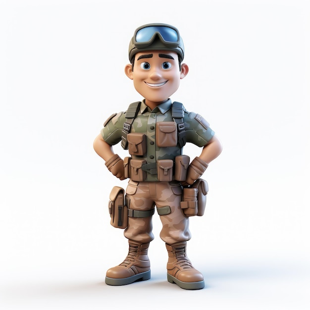 Photo cartoonish 3d model of male soldier
