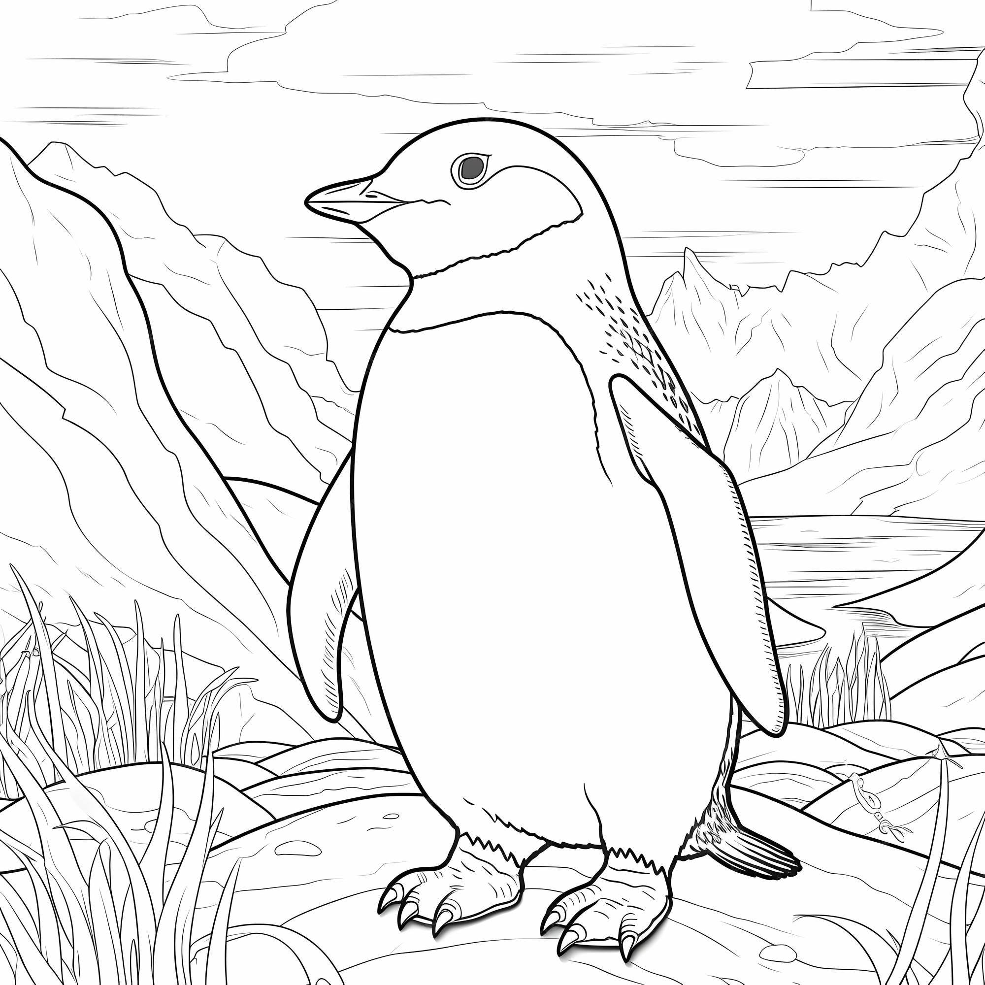 Premium Photo A cartoonish Adelie penguin coloring page for kids low
